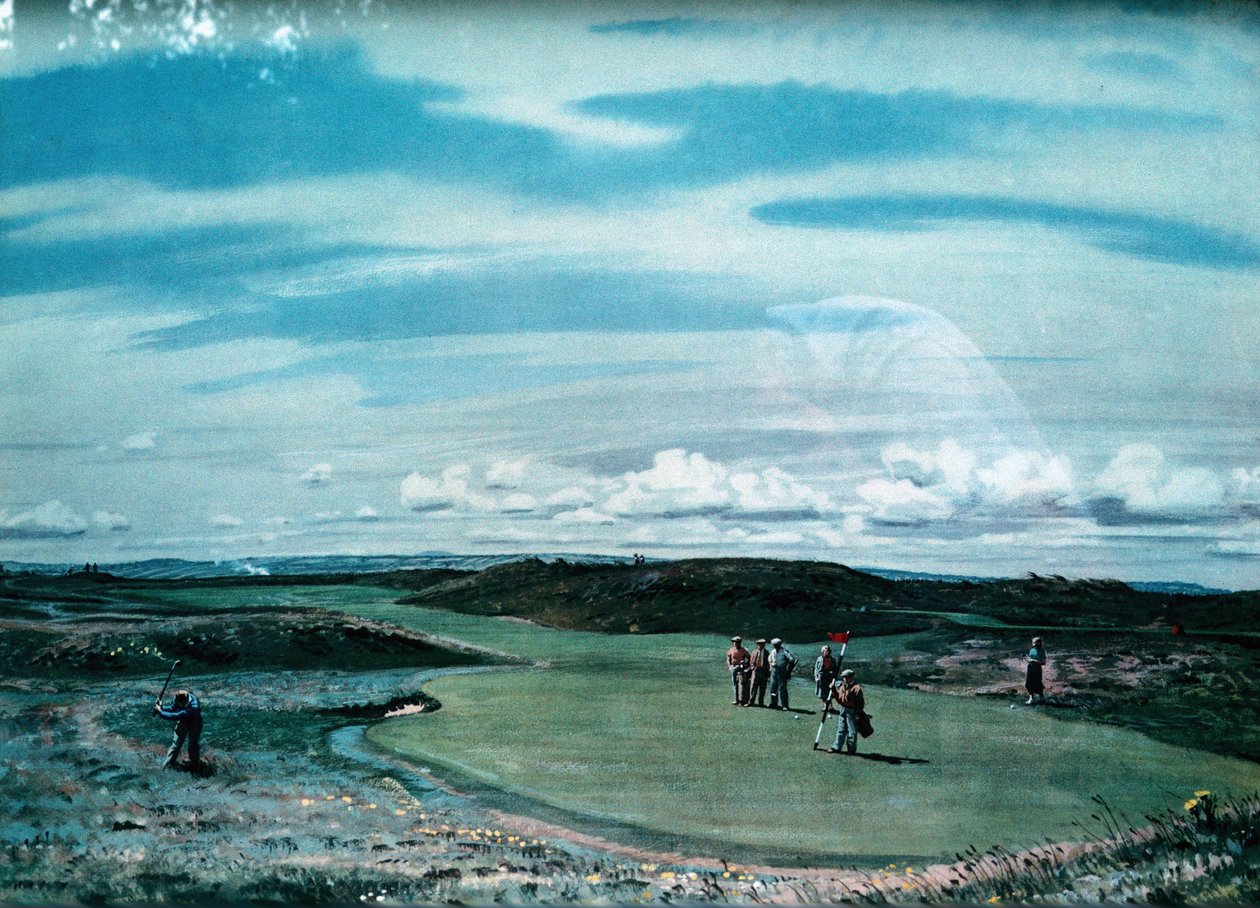 Cecil Aldin 1870-1935, kunsttryk af golfbane, c1920 af Cecil Charles Windsor Aldin