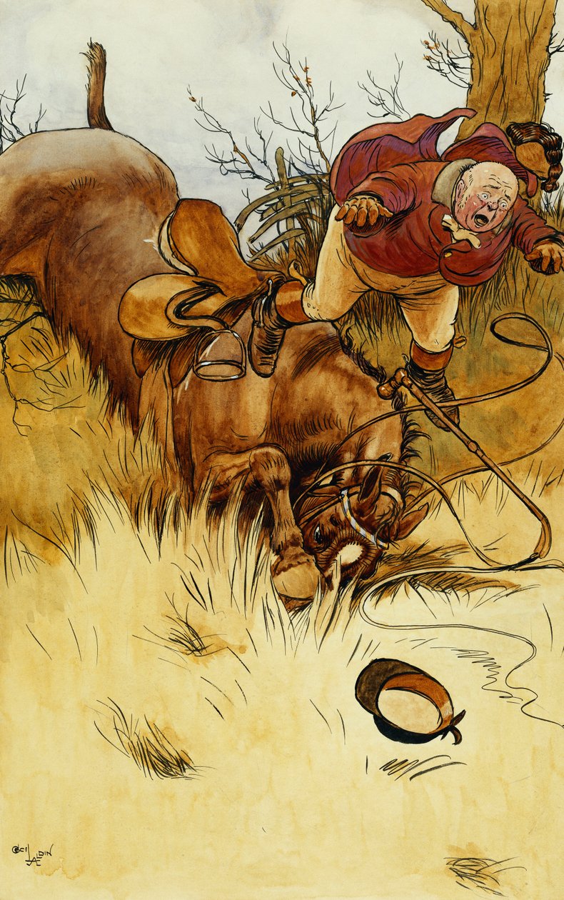 Et fald er en forfærdelig ting", af Cecil Charles Windsor Aldin