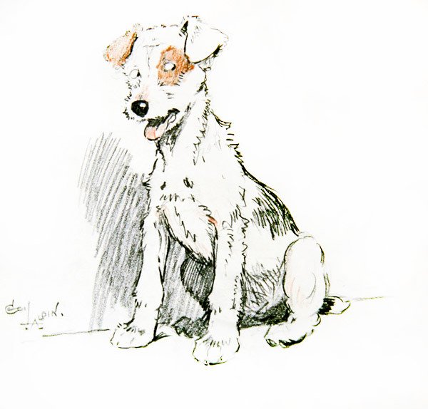 En engel i huset (kridt på papir) af Cecil Charles Windsor Aldin