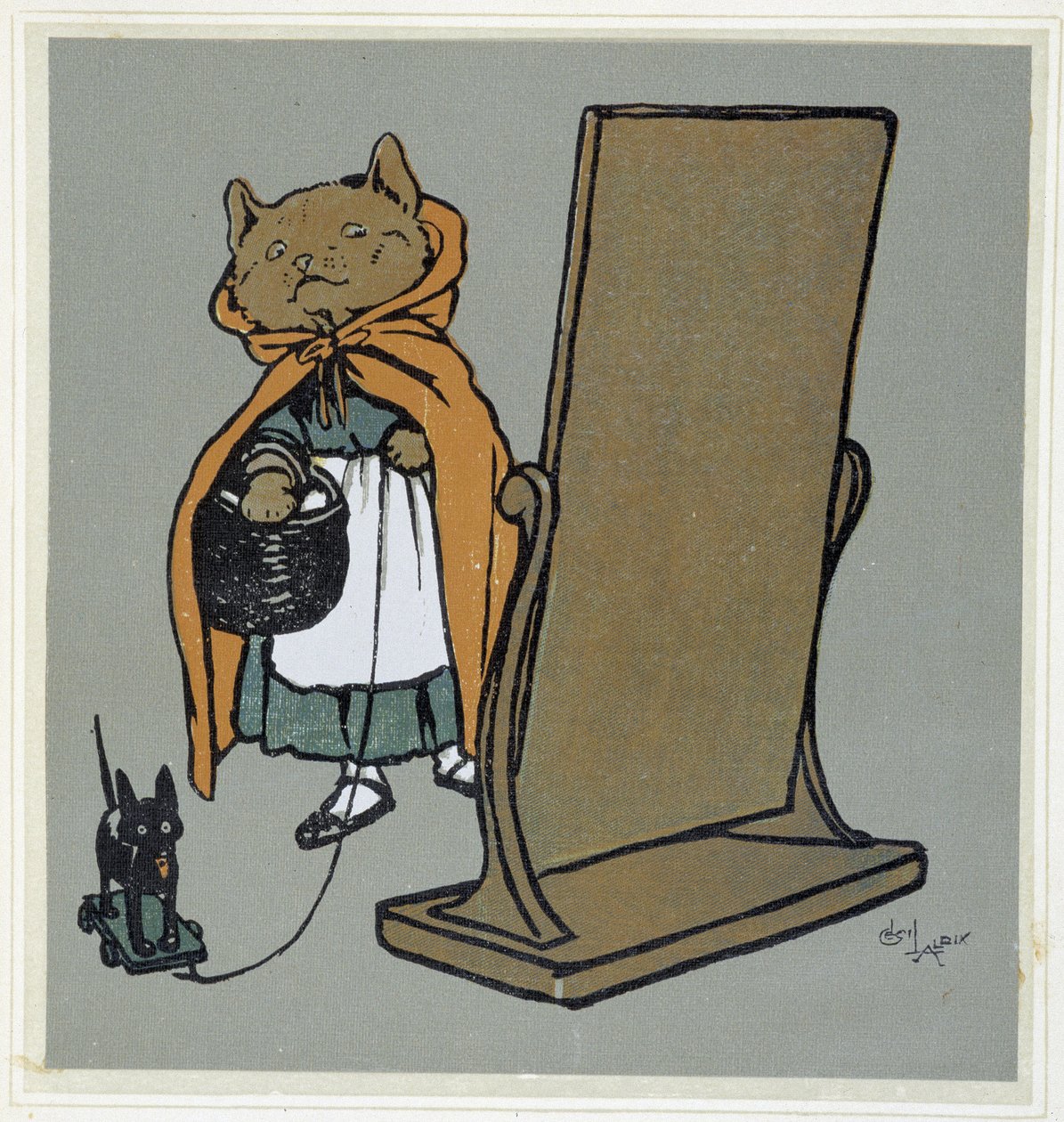 Kat foran sit spejl - tegning af Cécil Aldin. af Cecil Charles Windsor Aldin