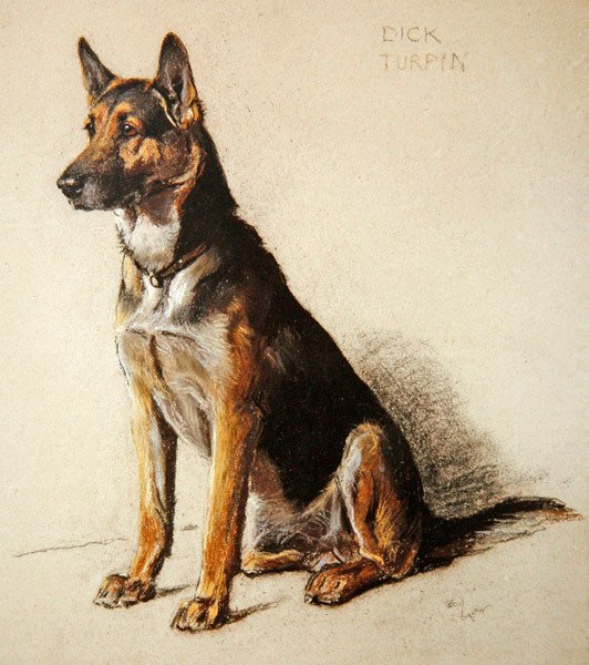 Dick Turpin (pastel på tonet papir) af Cecil Charles Windsor Aldin