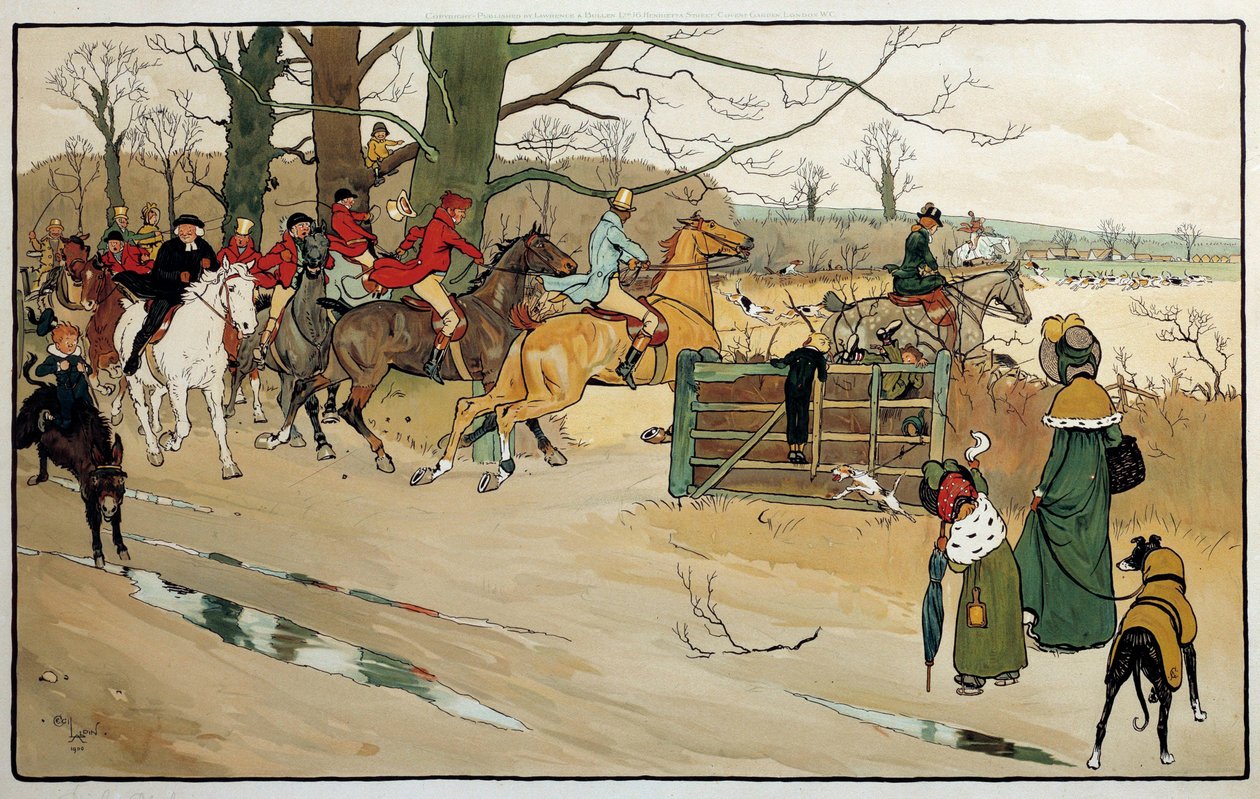 Gravering af Cecil Aldin (1870 -?), england. Saml. En del af Cecil Charles Windsor Aldin