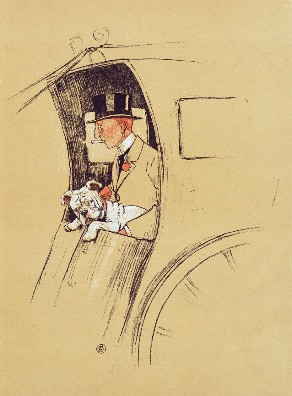 Hansom Cab (kridt og farveblyant på papir) af Cecil Charles Windsor Aldin