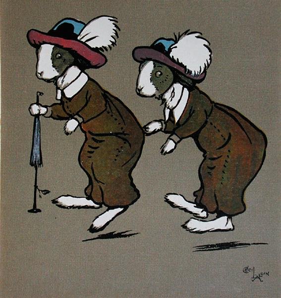 Humpty og Dumpty, illustration fra "Merry Party" af May Byron, udgivet af Hodder and Stoughton af Cecil Charles Windsor Aldin
