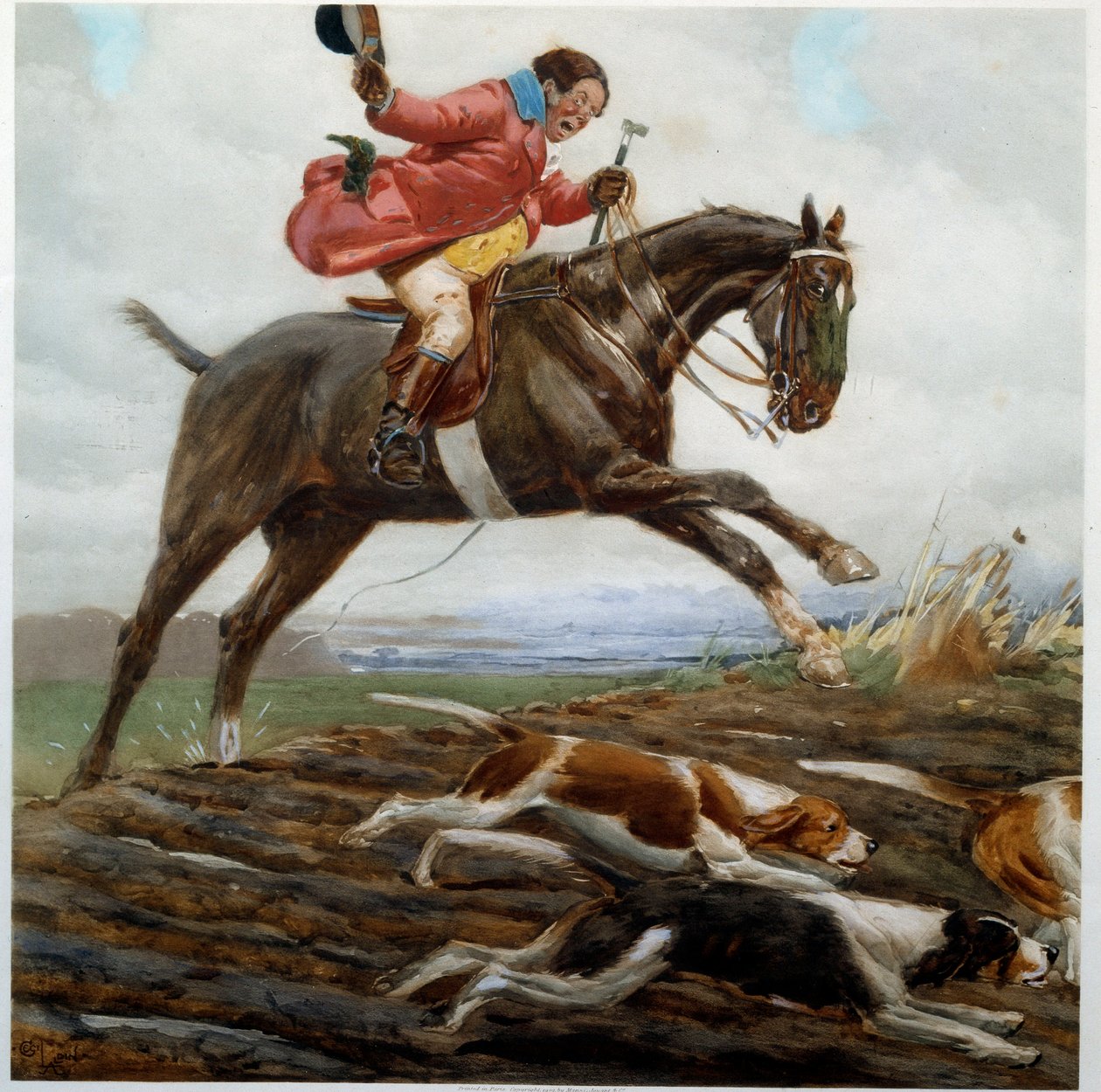 Jagt: "" Tayaut"" Akvarel af Cecil Aldin (1870-1935) 1800-tallets privatsamling af Cecil Charles Windsor Aldin