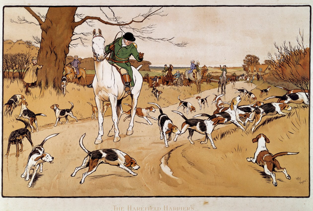 Jagt hare. Akvarel af Cecil Aldin (1870-1935) af Cecil Charles Windsor Aldin