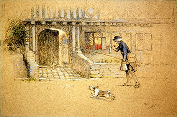 Returning Home (farvet kridt på farvet papir) af Cecil Charles Windsor Aldin