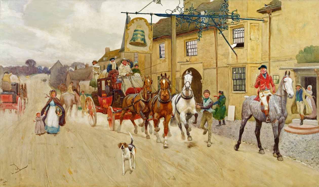 The Great North Road, The Bell at Stilton af Cecil Charles Windsor Aldin