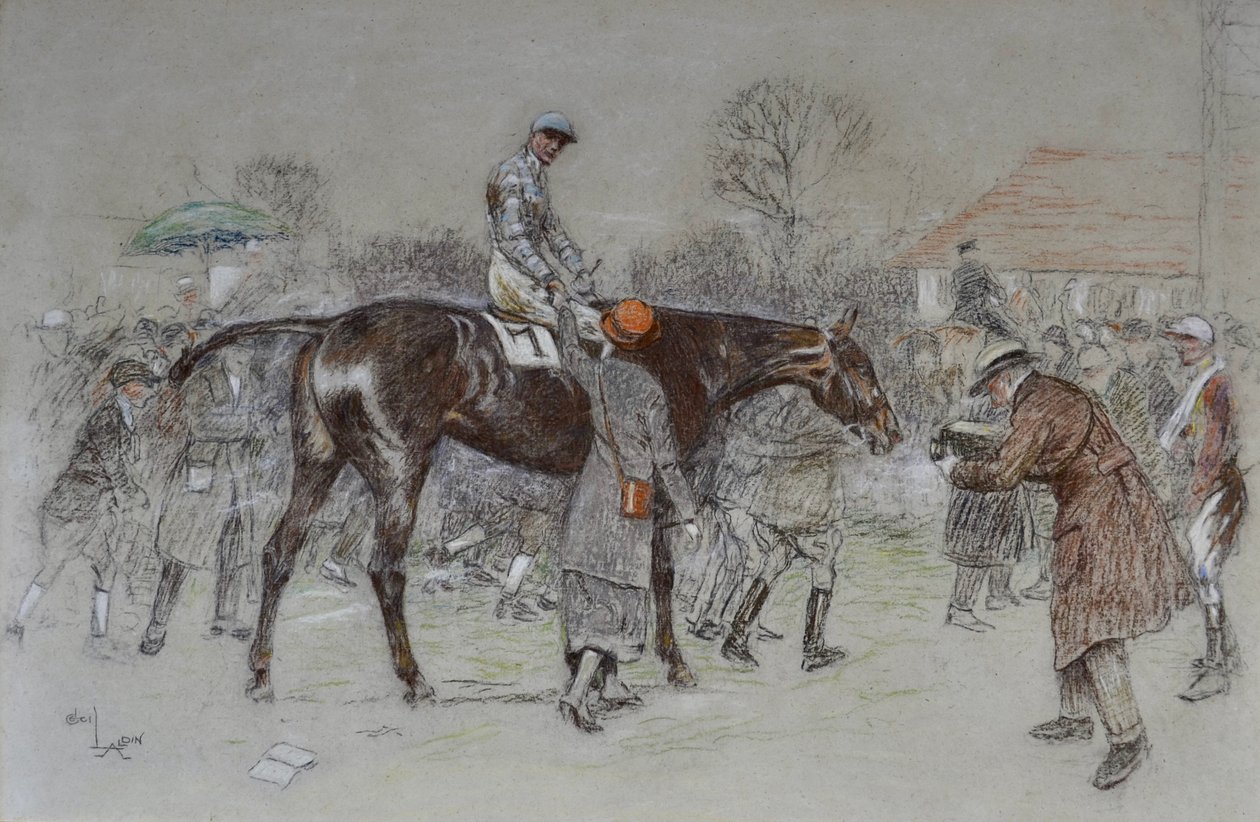 At lede i vinderen, mens bookmakerne jublede, ca. 1920-25 (pastel) af Cecil Charles Windsor Aldin