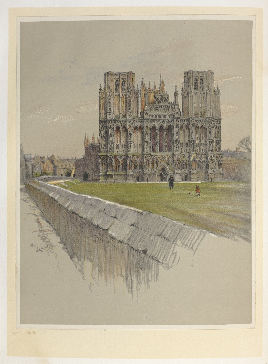 Wells katedral.  Katedraler (og Abbey Churches) i England. Illustreret af C. Aldin.  Cecil Aldin af Cecil Charles Windsor Aldin
