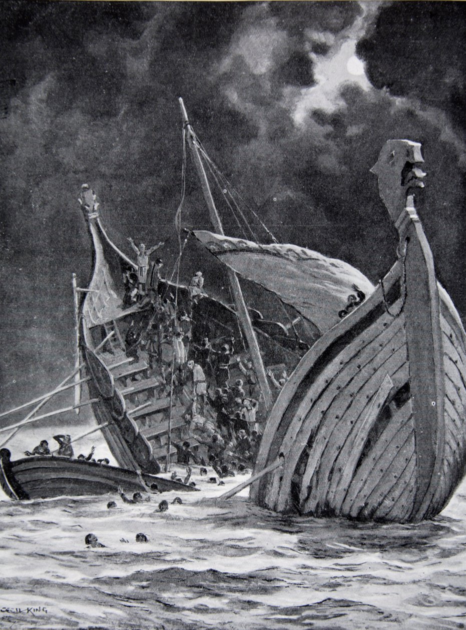 Tabet af det hvide skib i 1120, illustration fra 