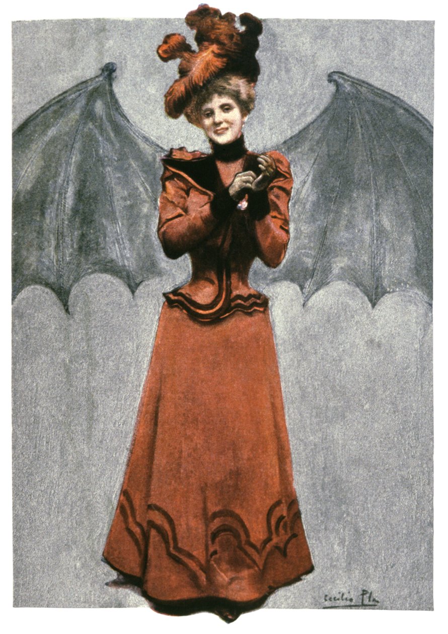 Kvinde forklædt som en djævel, ca 1900 (illustration) af Cecilio Pla Gallardo