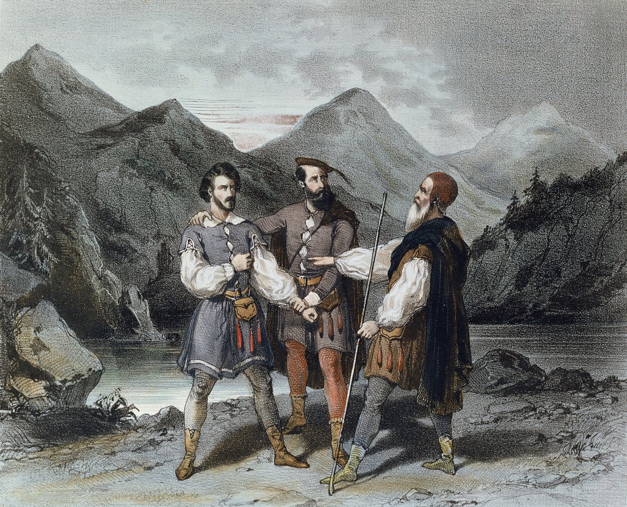 The Oath of the Three Cantons, illustration til operaen William Tell af Gioacchino Rossini (1792-1868), 1800-tallet af Celestin Deshayes