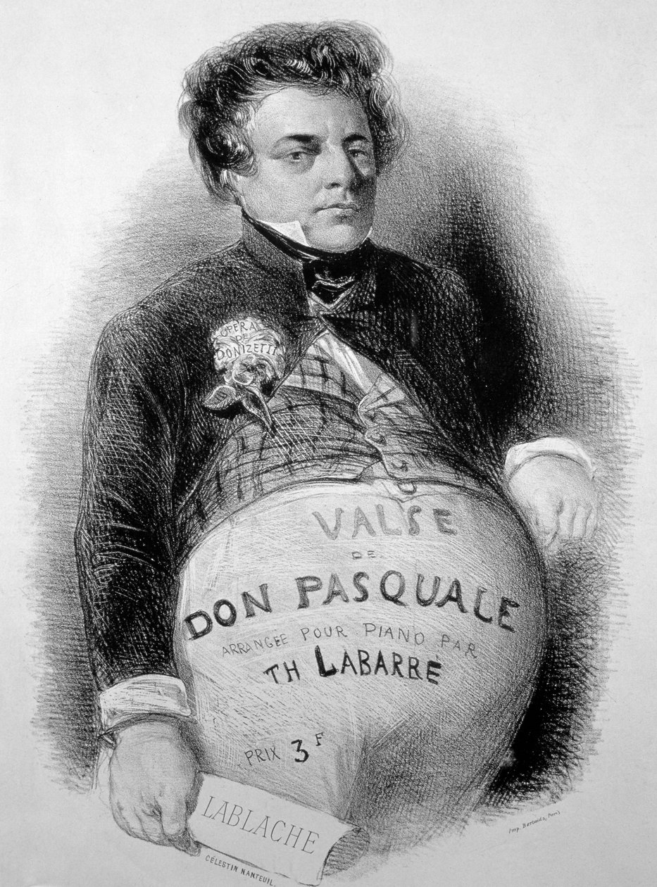LABLACHE, Luigi (1794-1858) Italiensk bas i rollen som Donizettis Don Pasquale af Celestin Francois (after) Nanteuil