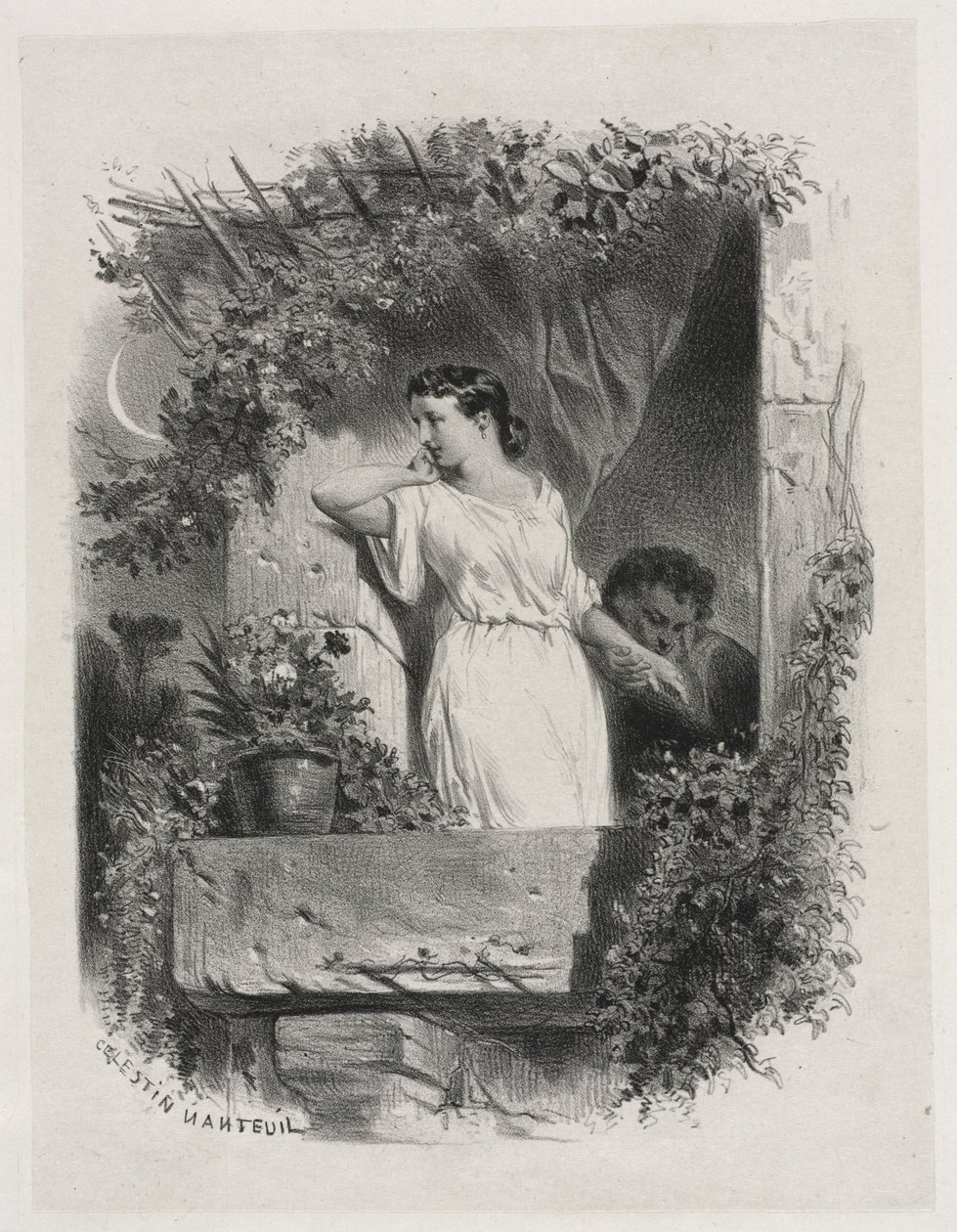 På balkonen, 1842. af Celestin Francois Nanteuil