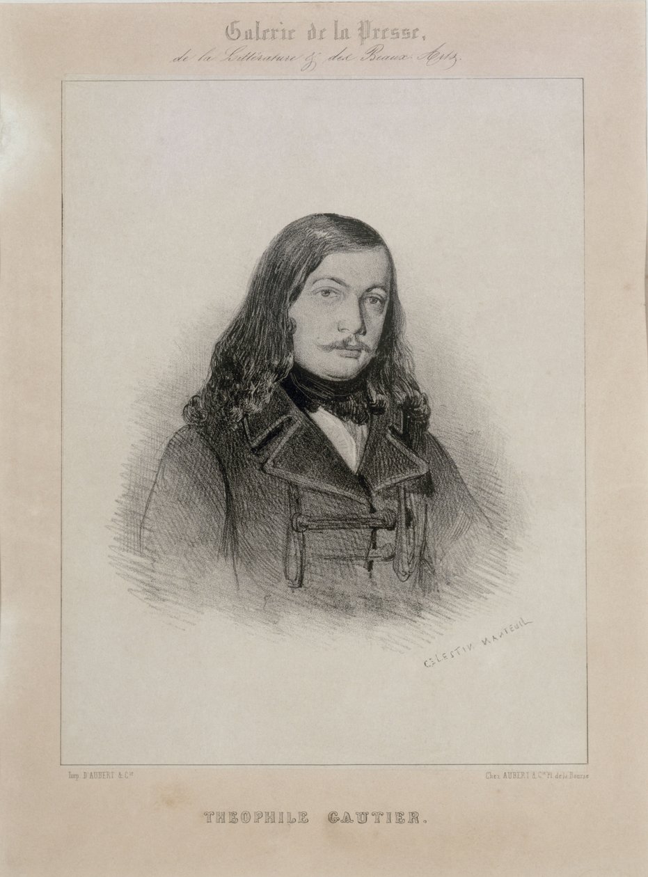 Portræt af digteren Théophile Gautier 1811-1872. af Celestin Francois Nanteuil