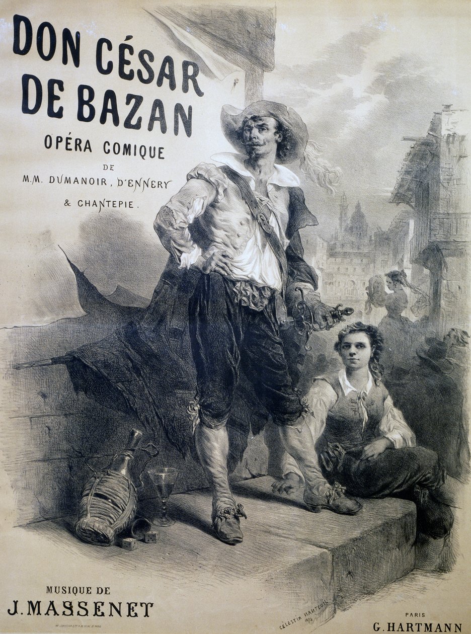 Plakat for Don Cesar de Bazan, komisk opera, libretto af Philippe-Francois Dumanoir, Adolphe-Philippe D