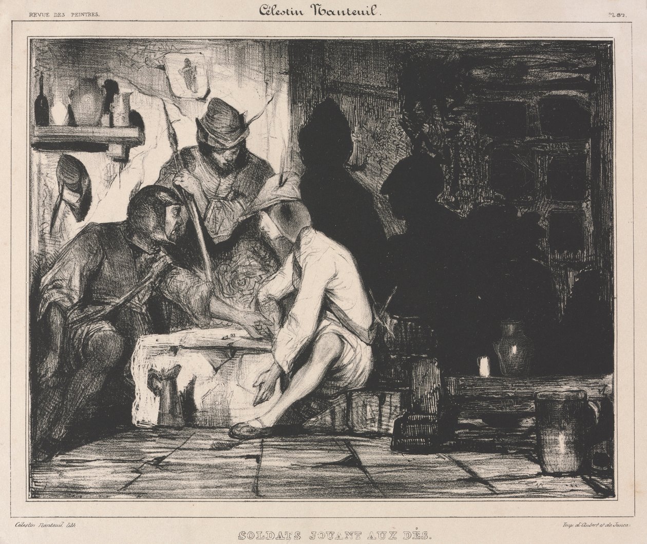 Soldater, der spiller terninger, 1900-tallet. af Celestin Francois Nanteuil