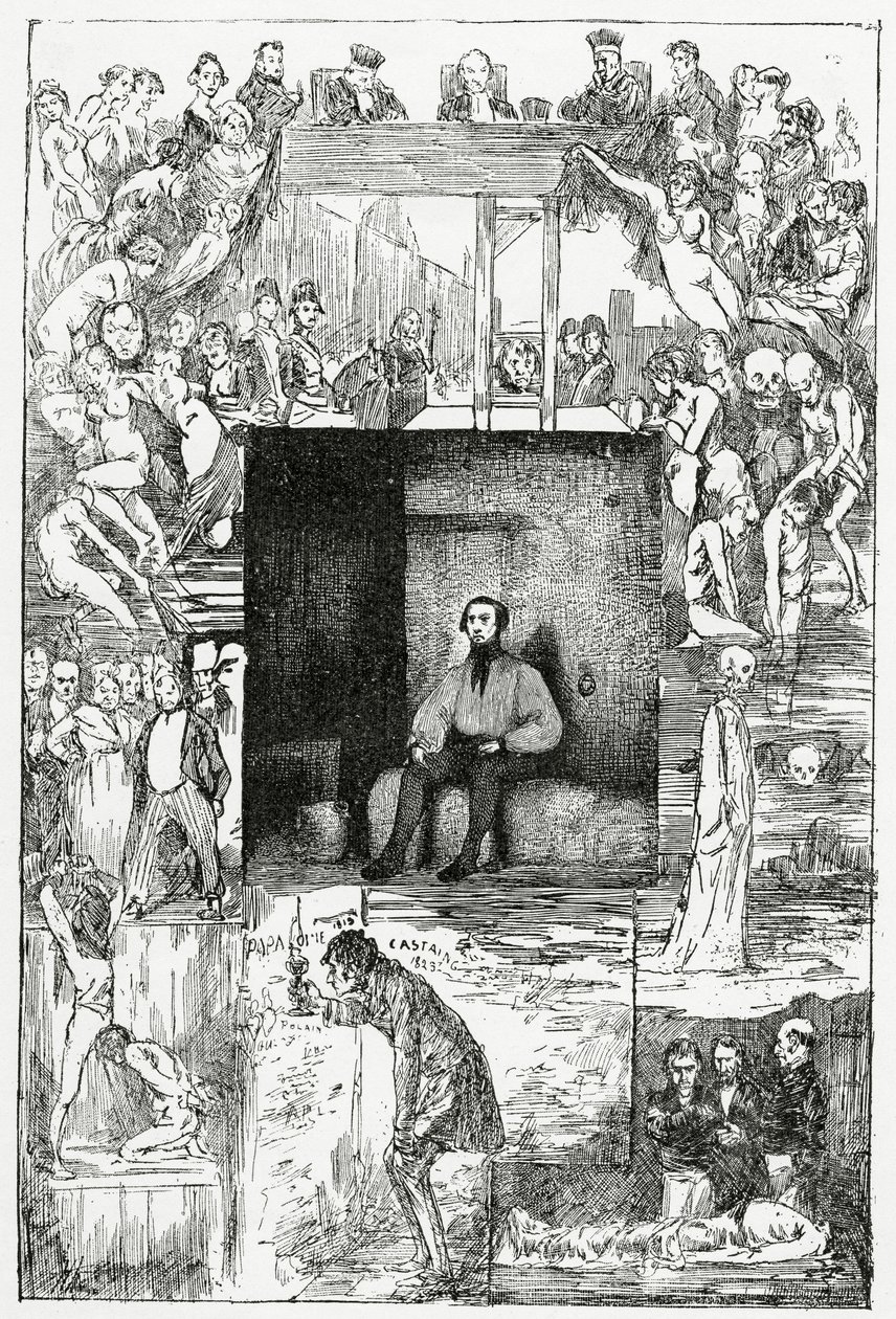 Den sidste dag for en straffefange, 19. århundrede (sw gravering) af Celestin Francois Nanteuil