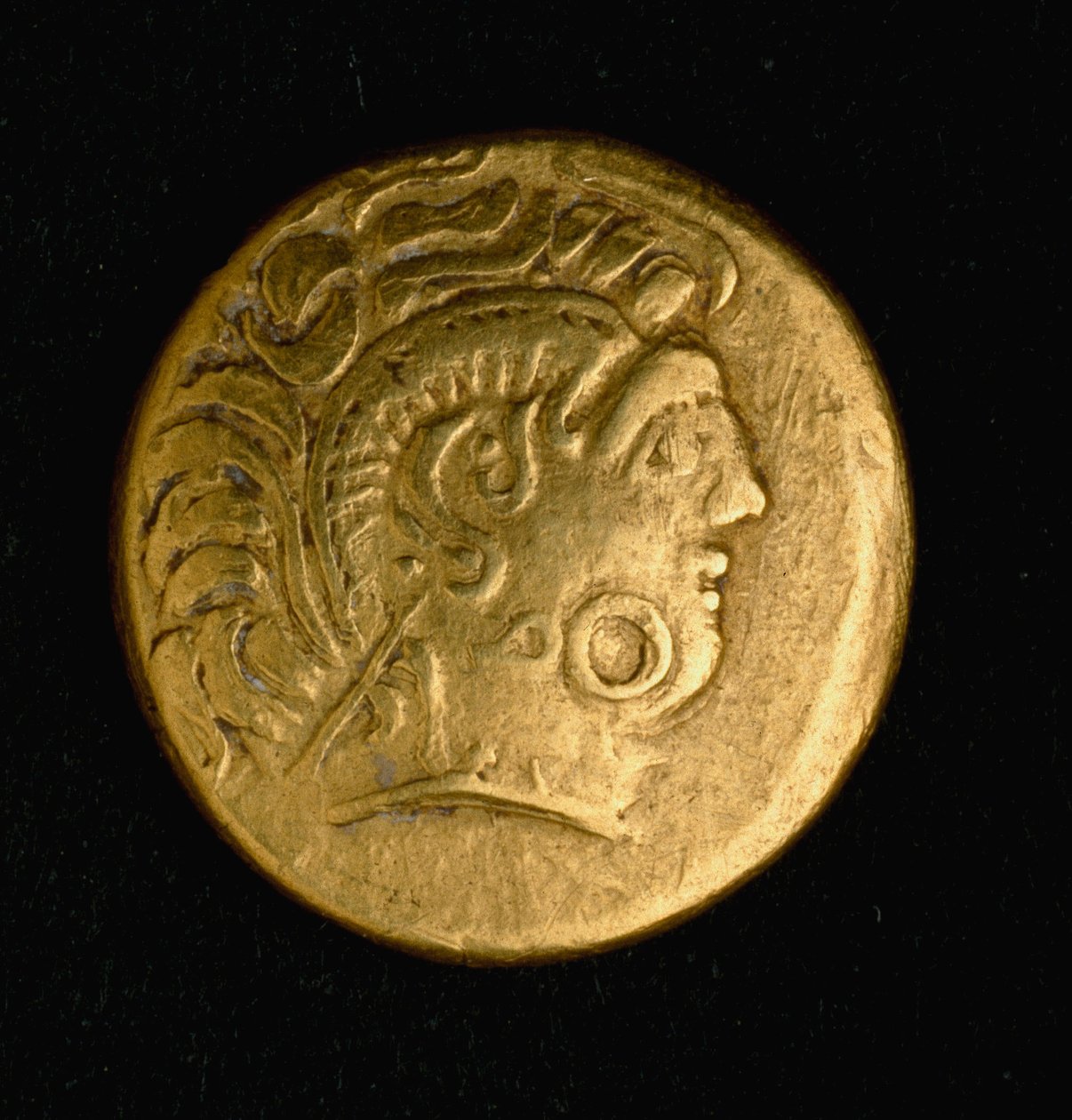 Keltisk kunst: statere de Sequani, guldmønt. 3.-2. århundrede f.Kr. Paris, B.N. af Celtic