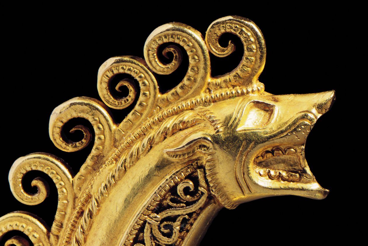 Meget vigtig La Tene kriger fibula, detalje (guld) (se også 1065822-7) af Celtic