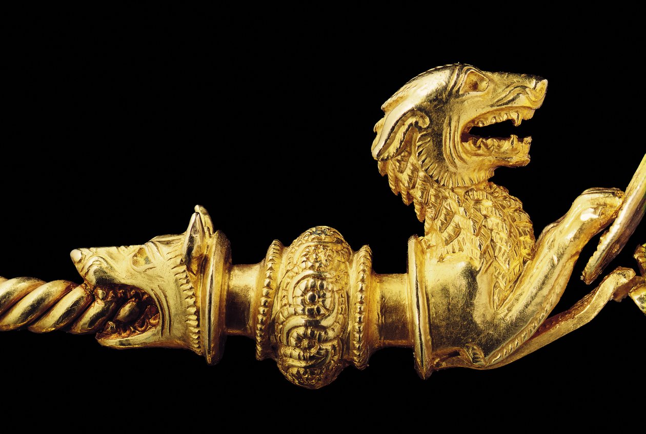 Meget vigtig La Tene kriger fibula, detalje af Celtic