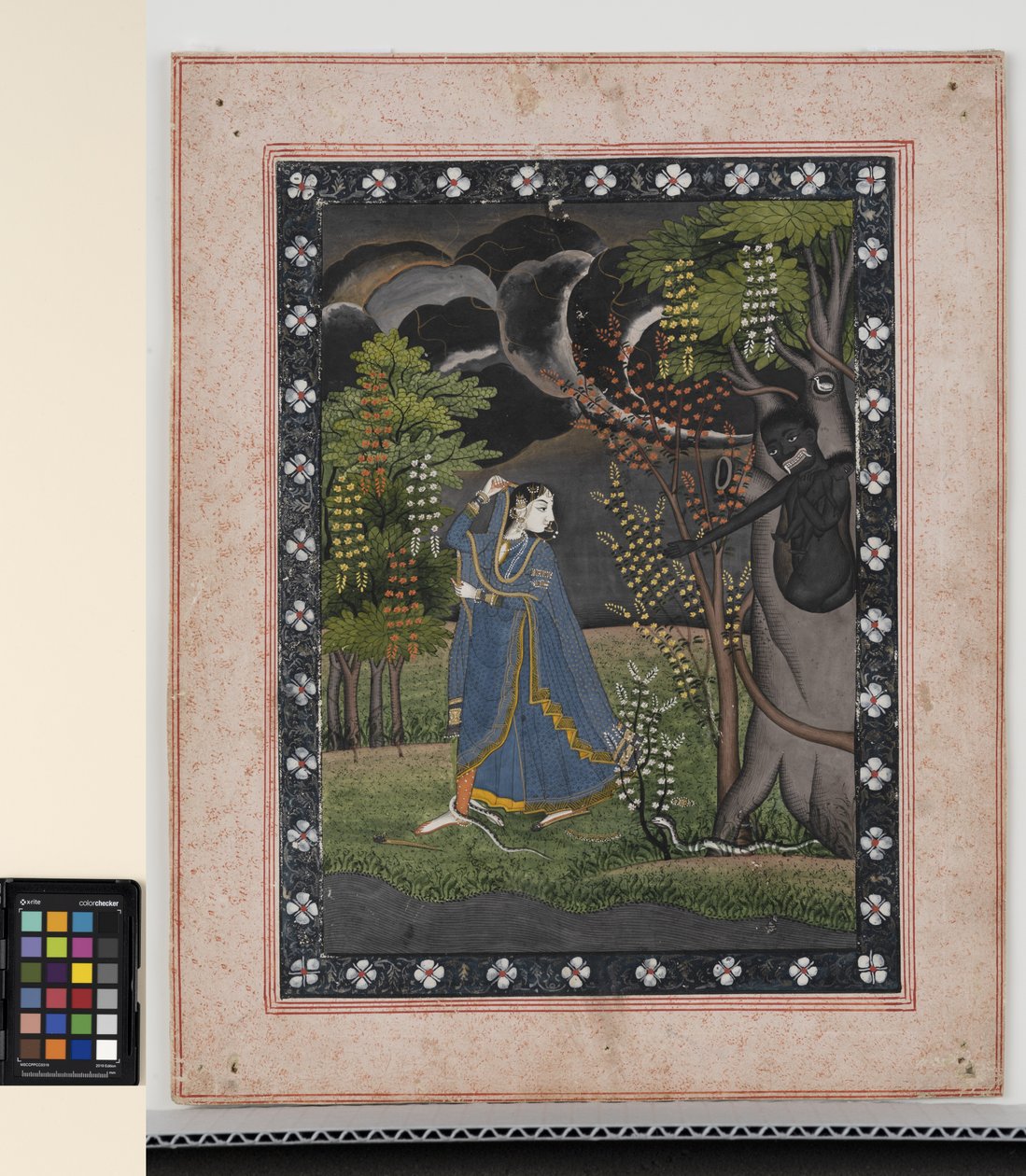 Abhisarika Nayika, ca. 1820 (ugennemsigtige pigmenter og guld på papir) af Central Indian School