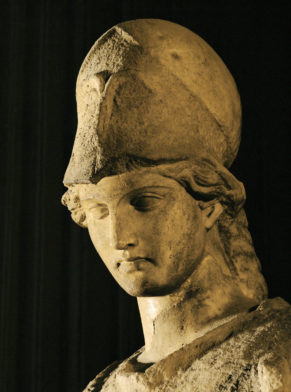 Hoved af Athene med kiste og Erechthonios-slange ... af Cephisodotus the Younger