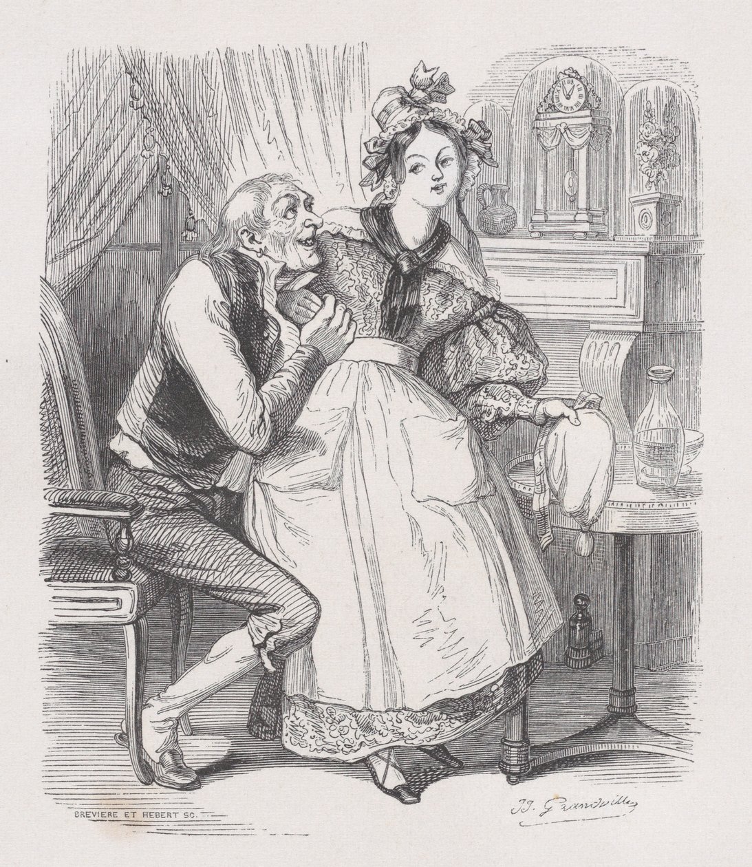Den gamle bachelor fra The Complete Works of Béranger, 1836 af Cesar Auguste Hebert