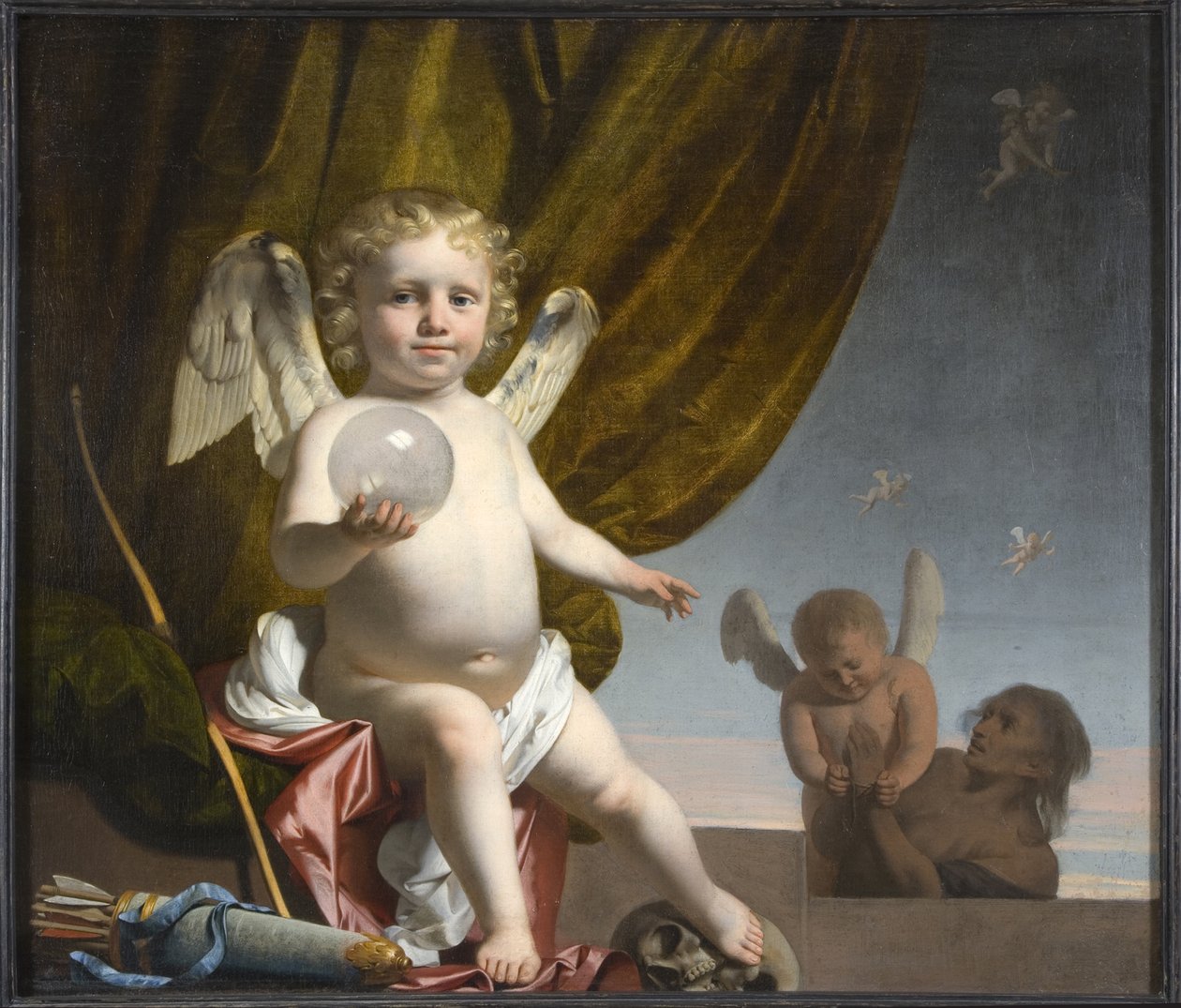 Amor holder en glaskugle, 1650-1660 af Cesar Boetius van Everdingen