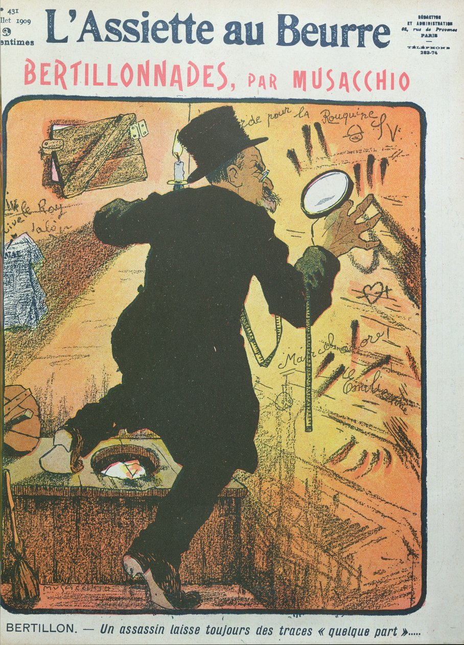 Karikatur af doktor Alphonse Bertillon fra 