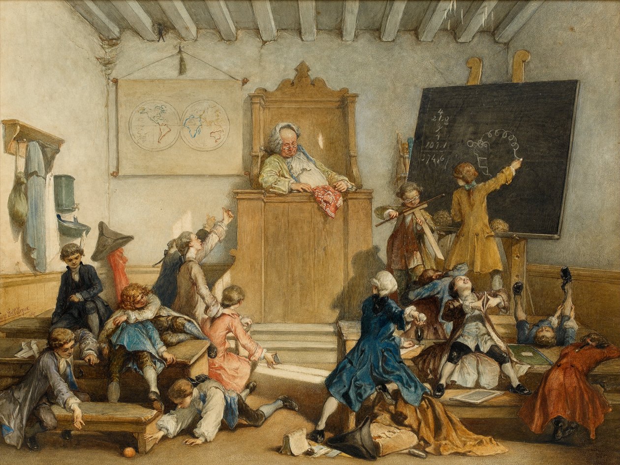 Education for the Privileged, A School for the Children of Courtiers, Wien, 1867 (wc på papir) af Cesare Felix dell Acqua