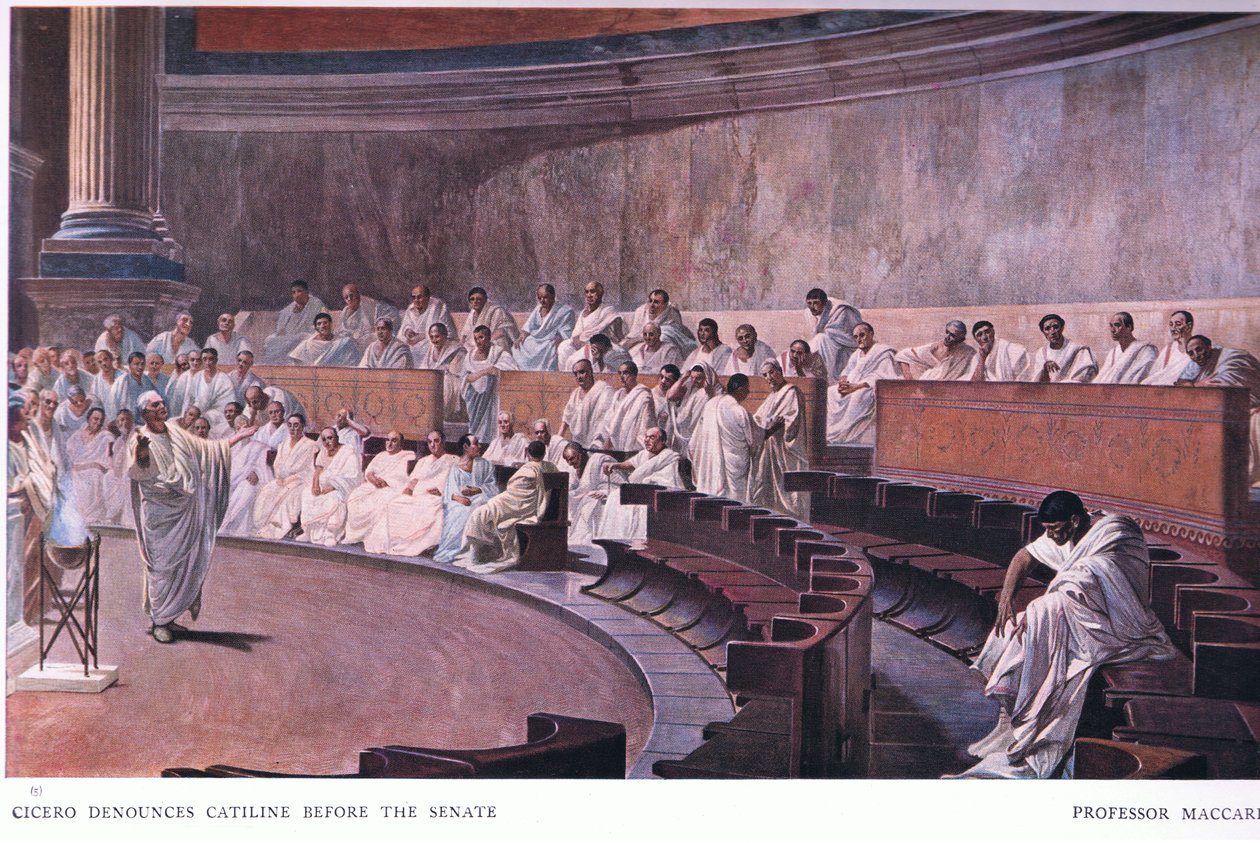 Cicero fordømmer Catiline i senatet, fra en fresko, fra The Gresham Publishing Company Ltd, 1920 af Cesare Maccari