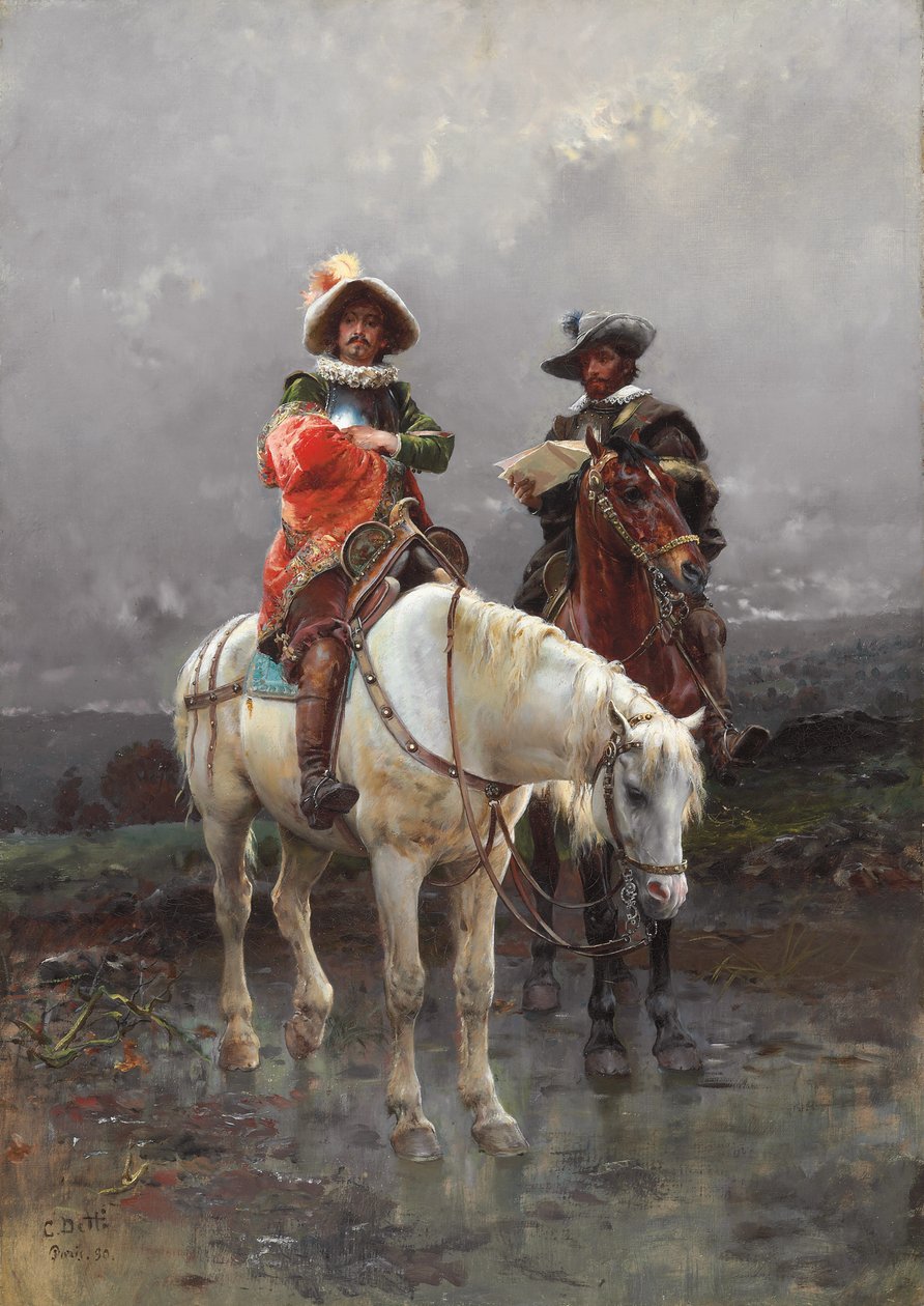 En kavaler på en hvid hest, 1890 af Cesare Auguste Detti