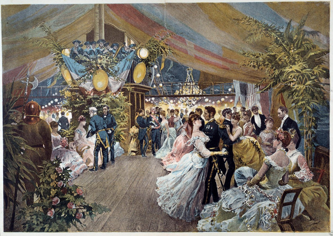 En bold ombord på en liner Illustration af Cesare Detti (1847-1914) Paris fra det 19. århundrede, Musee Carnavalet af Cesare Auguste Detti