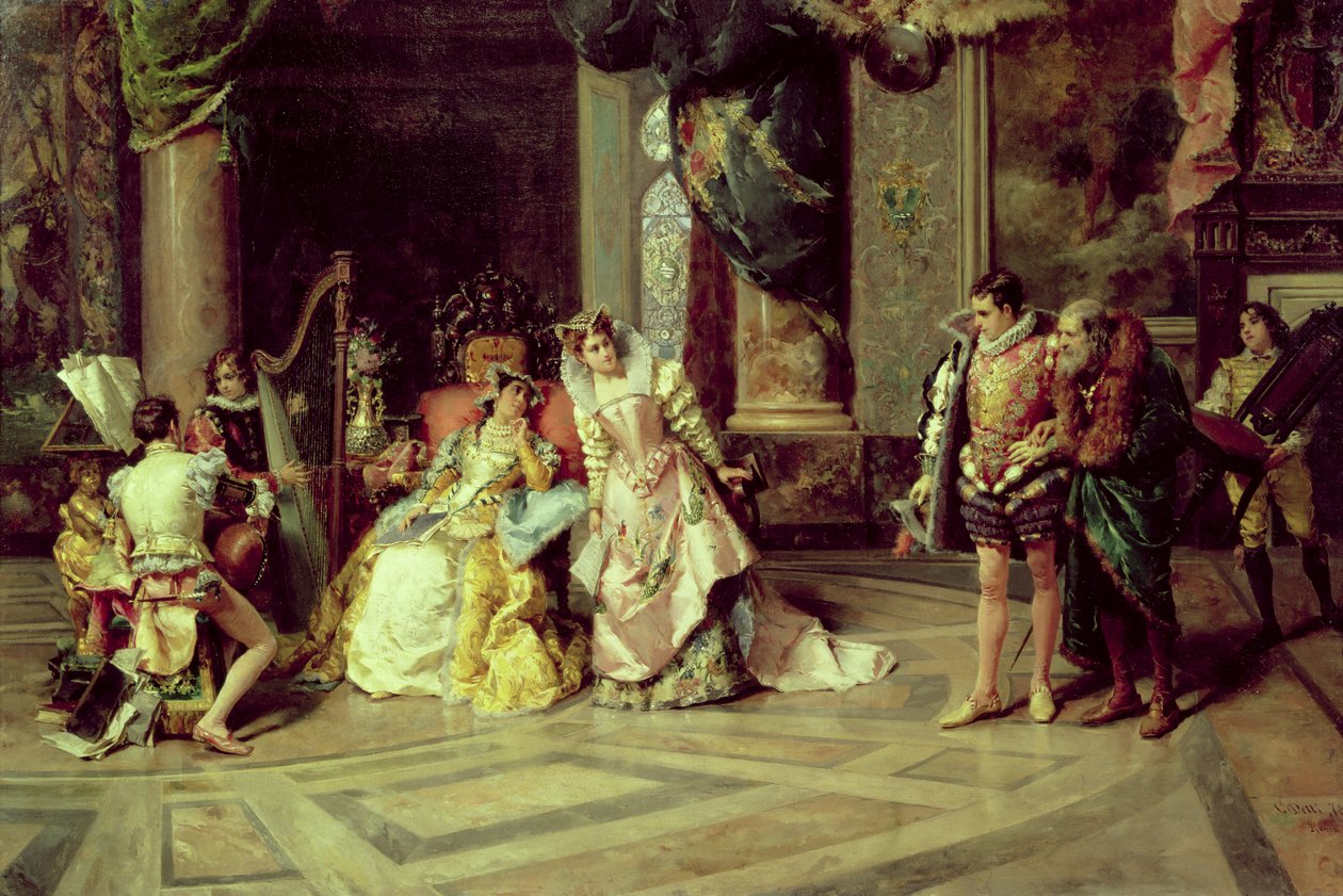 Galileo ved hoffet i Isabella, 1878 af Cesare Auguste Detti