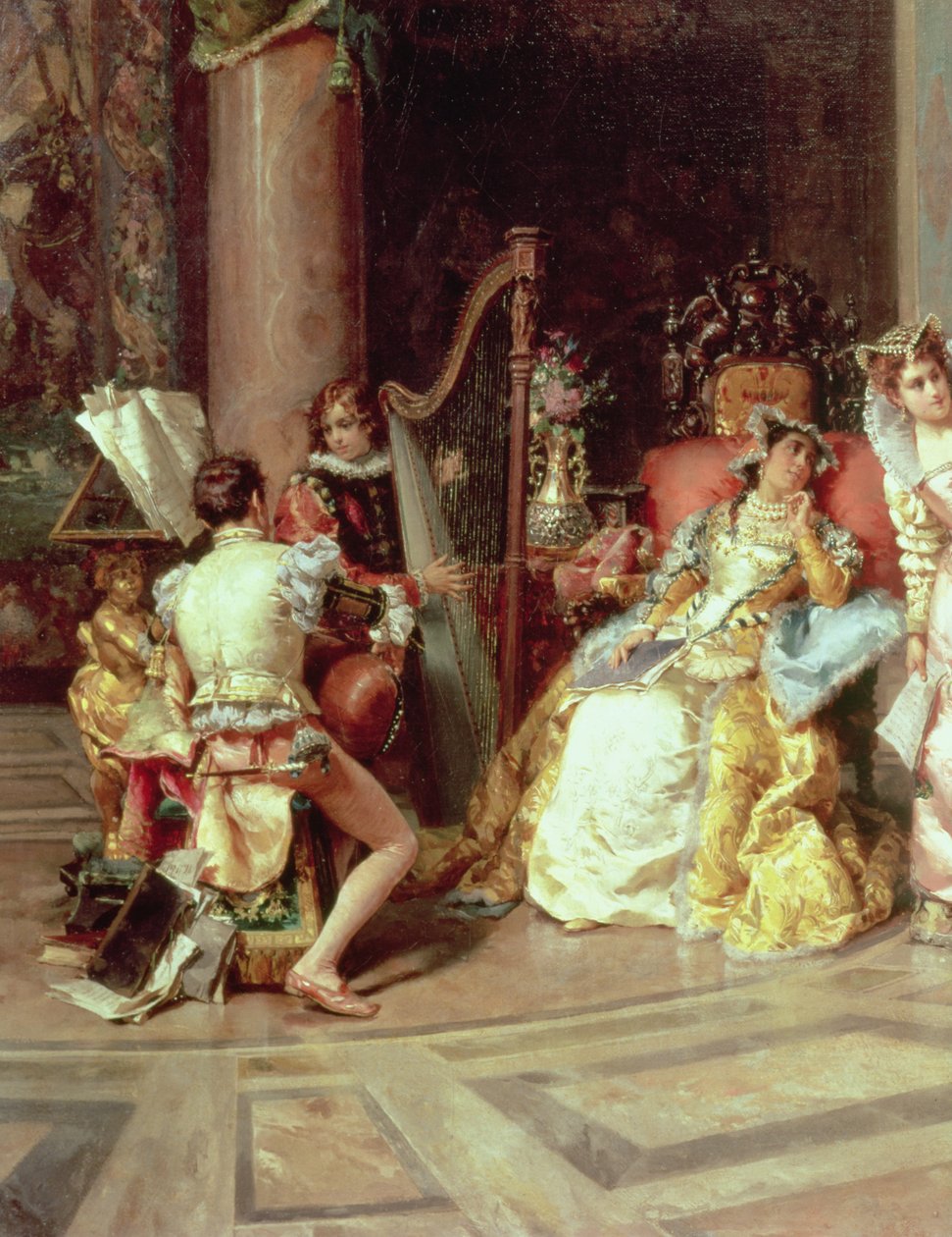 Galileo ved Isabellas hof, detalje, 1878 af Cesare Auguste Detti