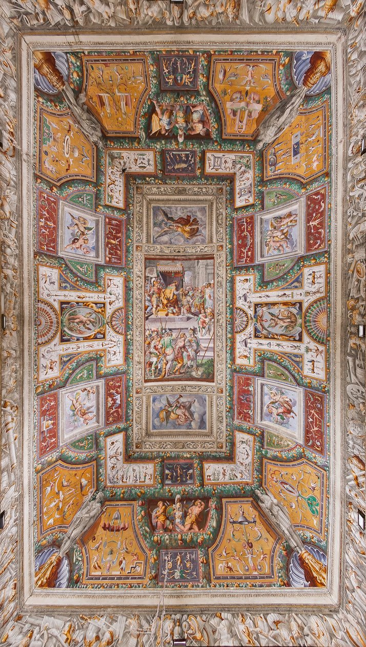 Loft af Sala delle Gesta Rossiane, Rocca dei Rossi, San Secondo, Parma, Italien, ca. 1570 af Cesare and Jacopo Bertoia and others Baglione