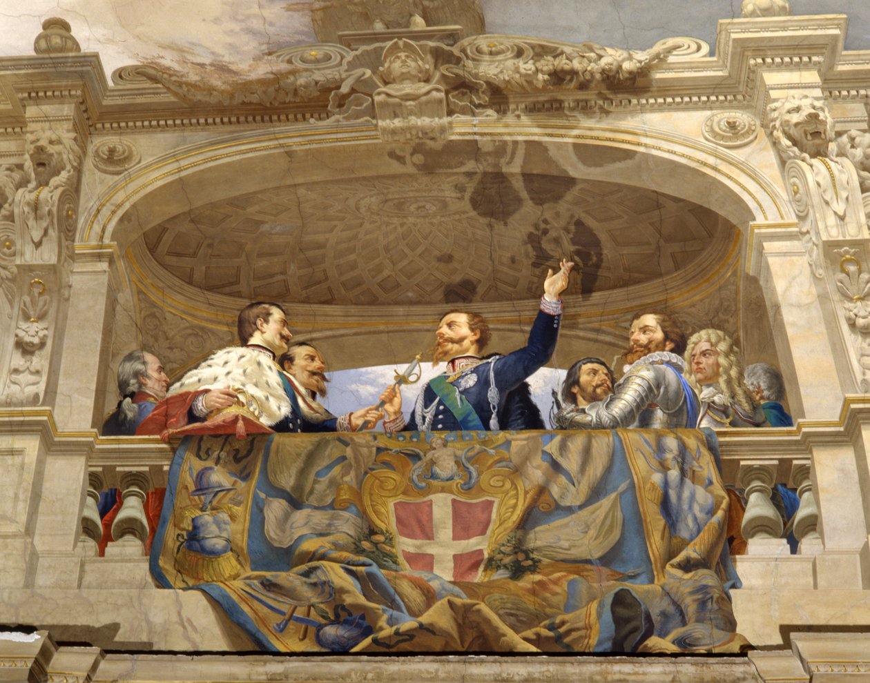 Carlo Alberto giver Vittorio Emanuele II sit sværd, detalje (detalje af 3433390) af Cesare Mariani