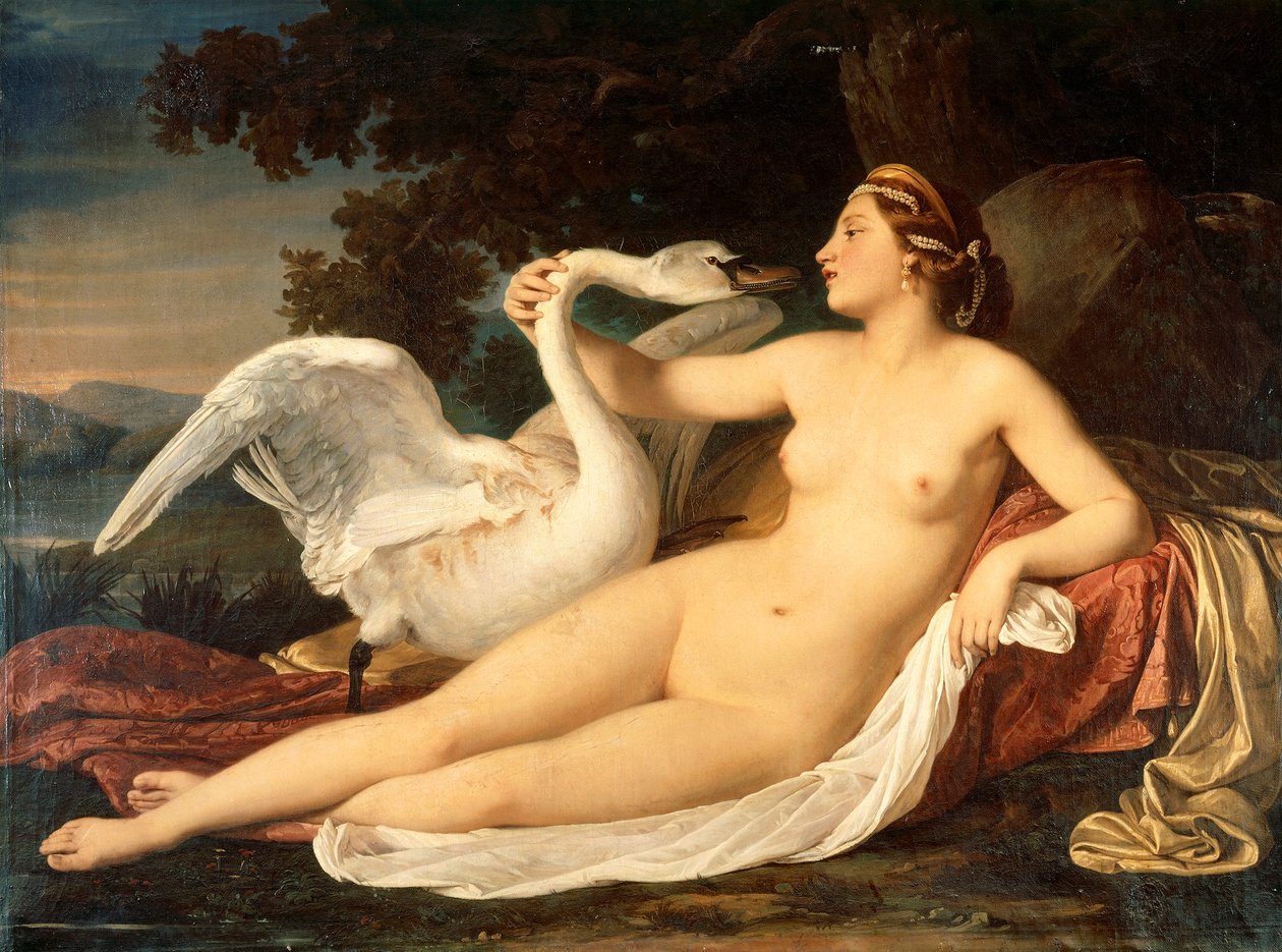 Leda and Swan, af Cesare Mussini (1804-1879) af Cesare Mussini