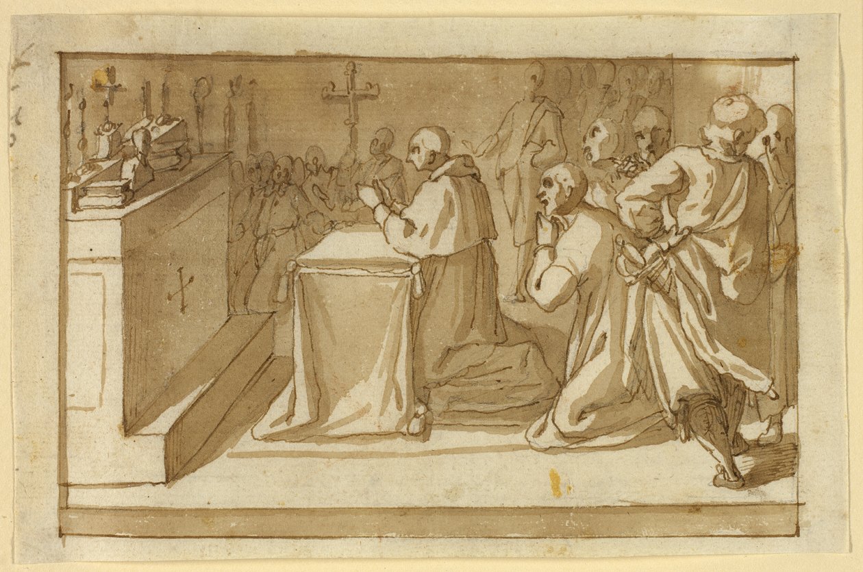 Sankt Charles Borromeo ærer relikvier af Cesare Nebbia