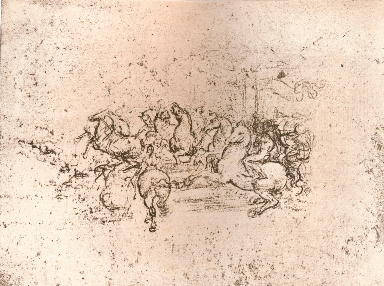 Kopi af en del af tegneserien af slaget ved Anghiari, c1505-c1523 1883 af Cesare da Sesto