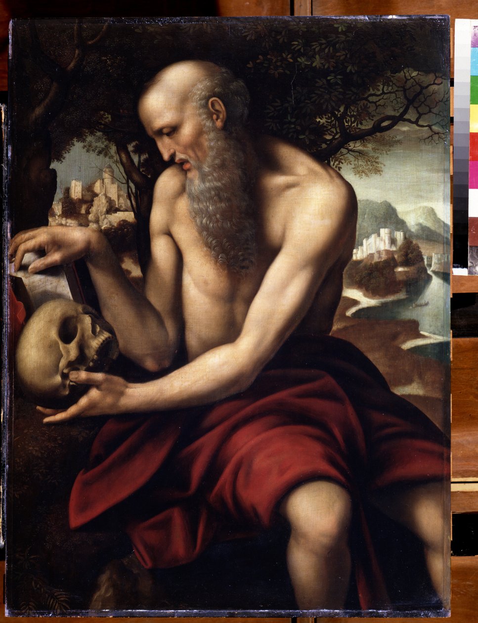 ""Repræsentation af den hellige Hieronymus"" (Vanite) Maleri af Cesare da Sesto (1477-1523) Pushkin Museum fra det 16. århundrede, Moskva af Cesare da Sesto