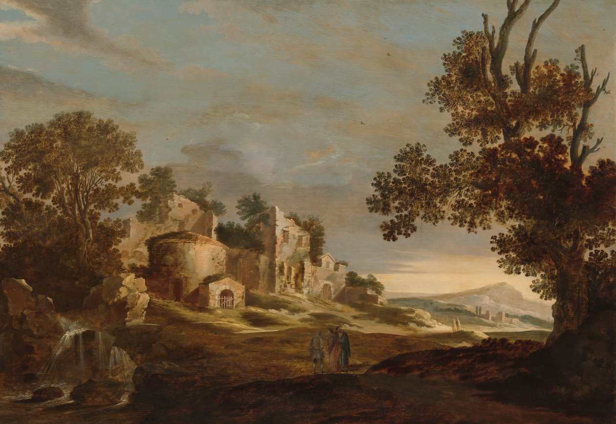 Landskab med rejse til Emmaus af Chaerles de Hooch