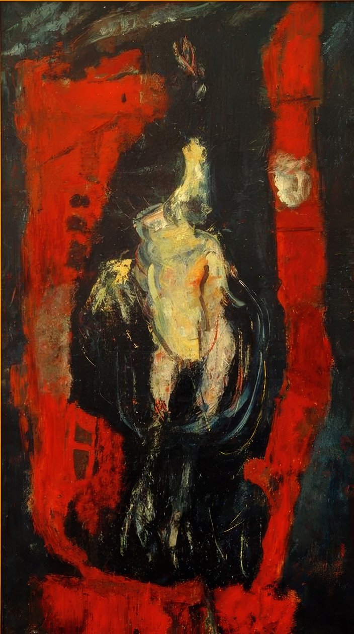 Ch. Soutine, fjerkræ, hængende foran en rød væg af Chaim Soutine