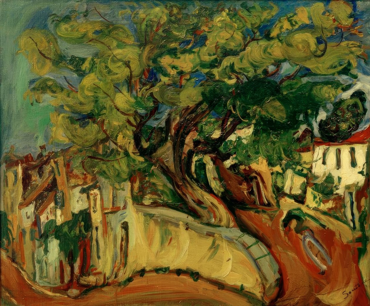 Ch. Soutine, landskab i Cagnes med et træ af Chaim Soutine