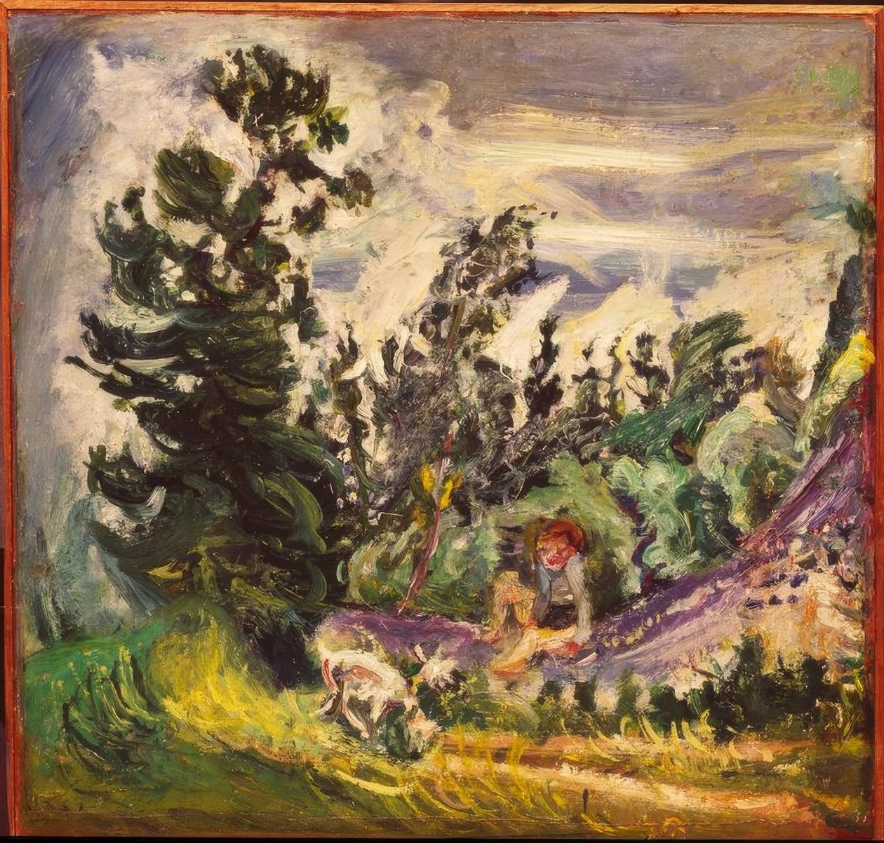 Landskab med pige med ged af Chaim Soutine