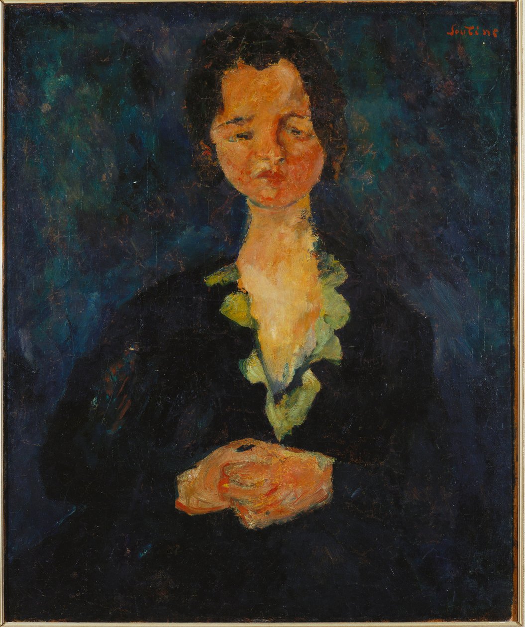 Portræt af en kvinde med blå baggrund, 1927 af Chaim Soutine