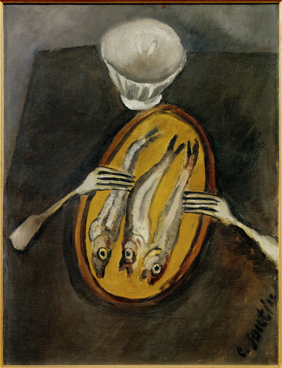 Stilleben med sild, ca. 1916 (maleri på lærred) af Chaim Soutine