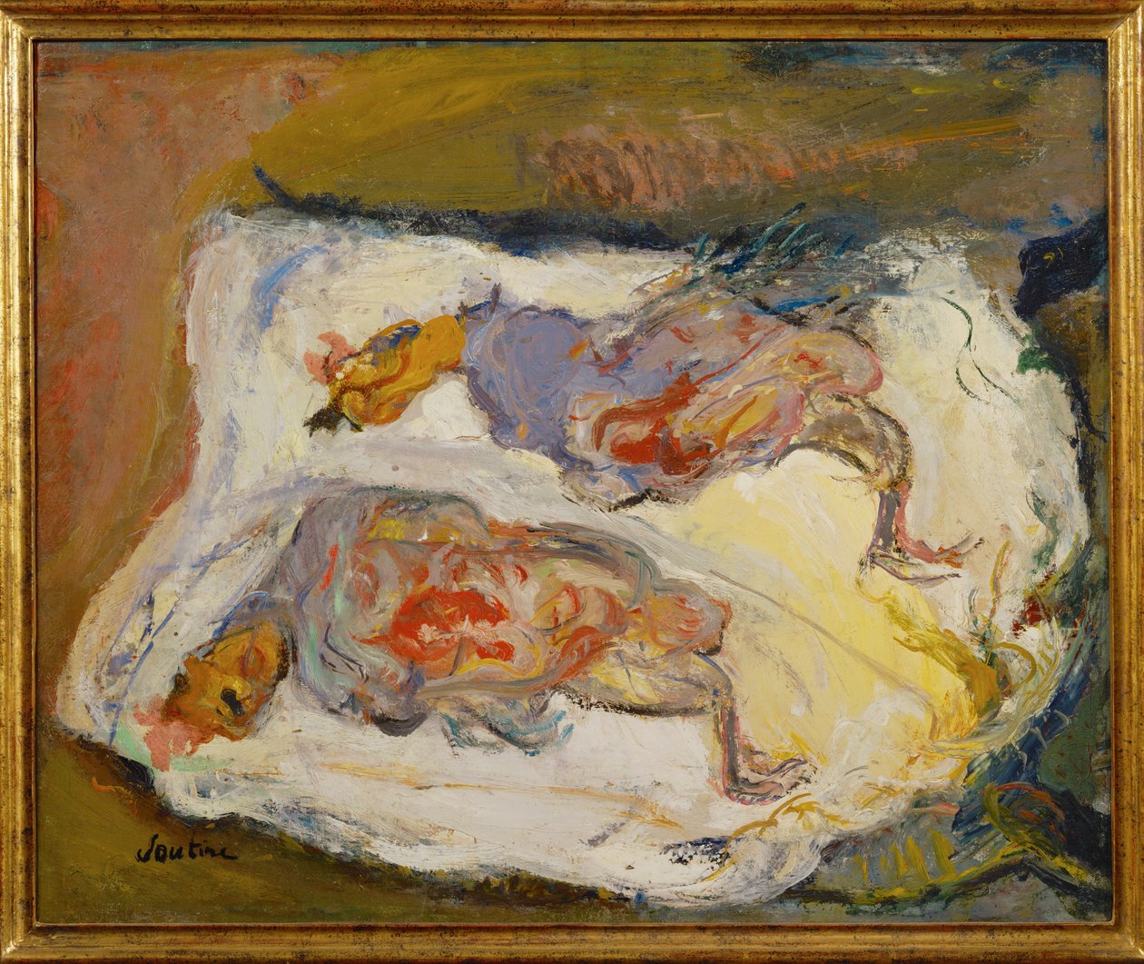 To kyllinger på et hvidt klæde, ca. 1924-25 (maleri på lærred) af Chaim Soutine